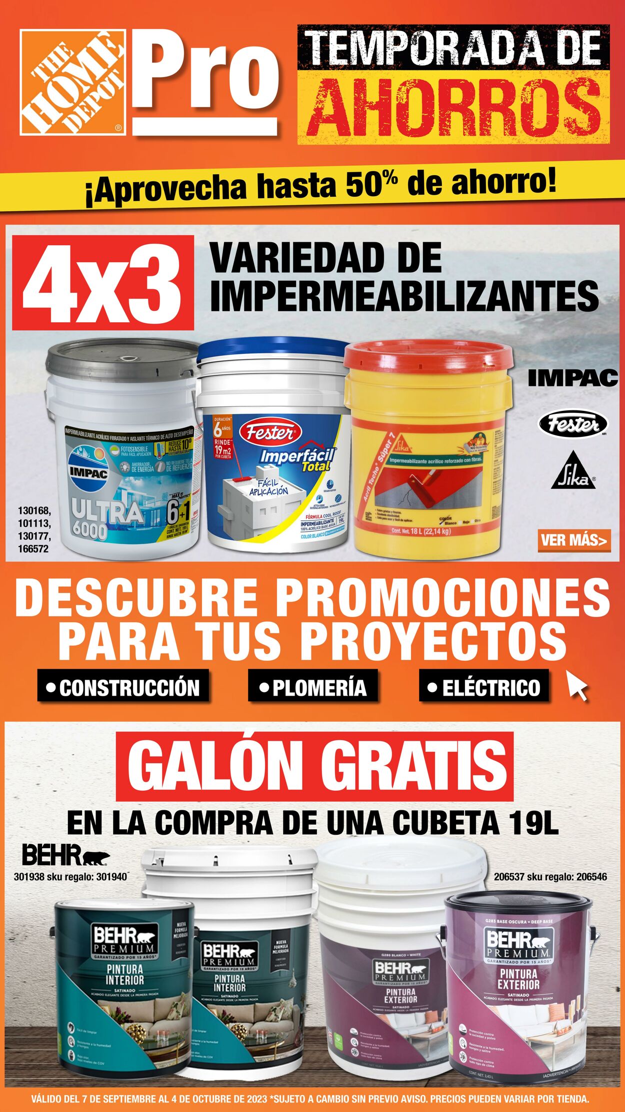 Catálogo Home Depot - Ventas a Profesionales - FLYER09pro_23_temporadade ahorros - Página 1 7 sep., 2023 - 4 oct., 2023
