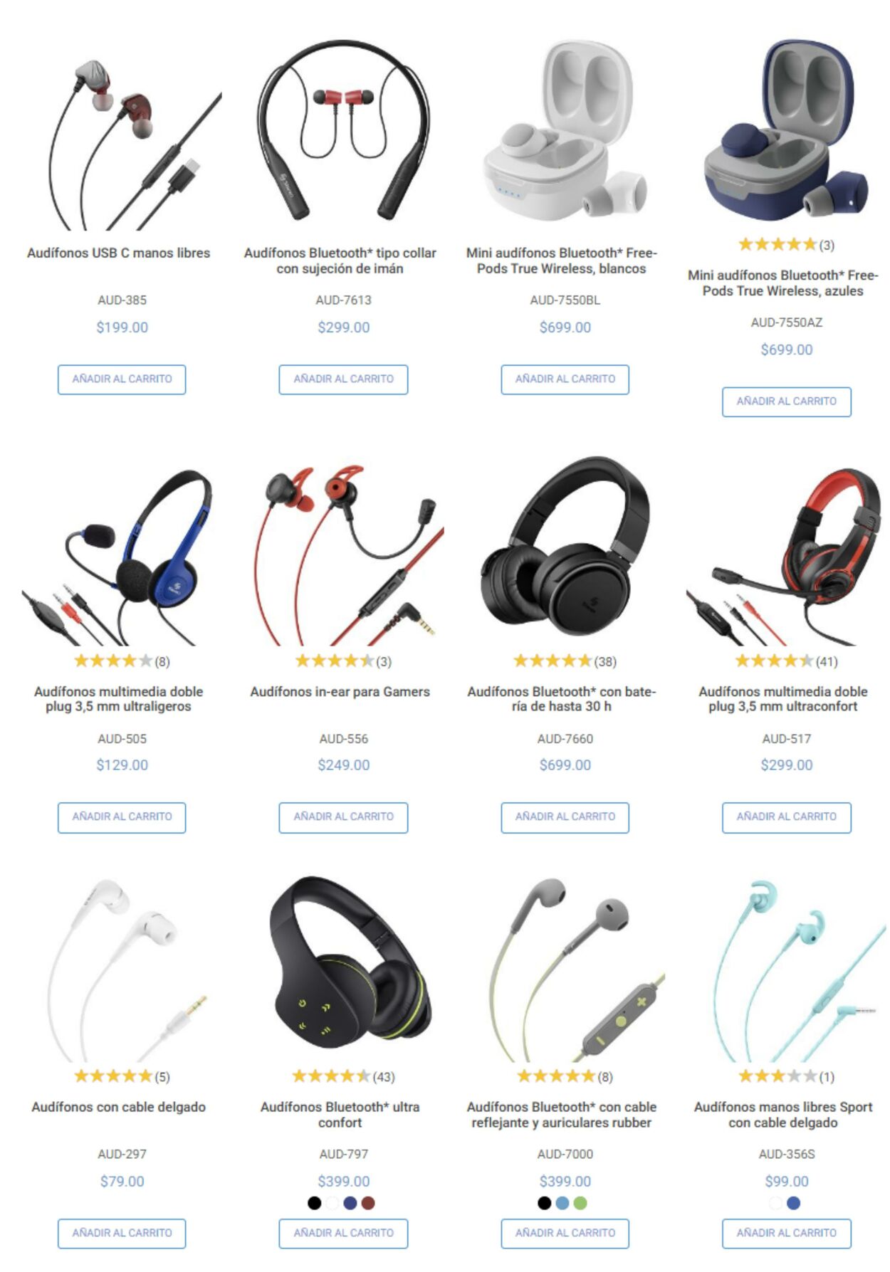 Audífonos Bluetooth* con cable reflejante y auriculares rubber
